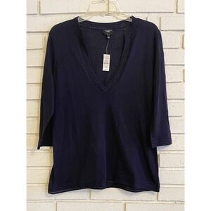 Talbots Woman's Medium Deep‎ V Neck Sweater Lightweight Pullover Black NEW